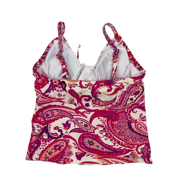 Lands' End Womens Tankini Top 6L 6 Long Built In Bra Underwire Adjustable Straps - Picture 2 of 5